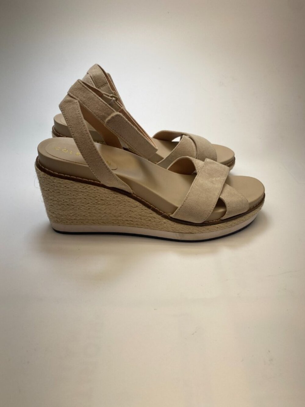 Cole Haan Women's CloudFeel Espadrille Sesame Wedge Sandals Sz 7